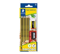 Staedtler Noris 61 120 C6 Lot de 6 crayons à papier en bois recy vec gomme et taille-crayon