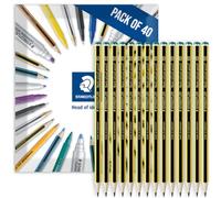 STAEDTLER Noris 121 Crayons 2H Graphite, Lot de 40 dans une enveloppe | Crayons graphite 2H en bois recyclé, pour croquis, écriture, dessin, étude, prise de notes