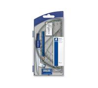 STAEDTLER Noris 550 Kit de compas scolaires - 9 pièces, avec accessoires | Compas, crayon, gomme, taille-crayon, 2 équerres, règle et rapporteur - Réf. 550 60 S8
