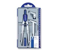 STAEDTLER Noris 550 Set compas métal - mines & rallonge, Ø 395 mm | Compas de précision à ajustement rapide, robuste - étui avec mines de rechange - Art.-Nr. 550 02