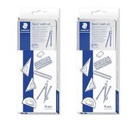 STAEDTLER Noris 557 10 Set de mathématiques avec boîte de rangement - Compas compas, règle, rapporteur et équerres - Lot de 2