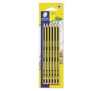 STAEDTLER Noris 6 Crayons - HB, lot de 6 crayons, hexagonal | Crayon HB hexagonal résistant à la casse, set robuste - bois upcy ntidérapant - Art.-Nr. 120-2BK6DA