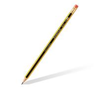 Staedtler Noris Crayon de papier avec gomme mine HB corps hexagonal jaune et noir - Boîte de 12