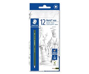 Staedtler Noris Eco, Crayons à papier HB de très haute qualité, Fabriqués en bio-matériau innovant, Étui carton avec 12 crayons HB, 180 30-HB VE