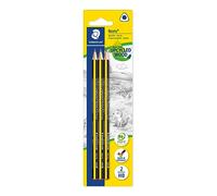 Staedtler Noris Eco, Crayons à papier HB triangulaires de très haute qualité, Fabriqués en bio-matériau innovant, Étui blister avec 3 crayons HB, 183-HBBK3
