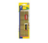 STAEDTLER Noris School 121-SBK10 Lot de 10 crayons graphite HB Degré (10 crayons, taille-crayon + gomme Noris)