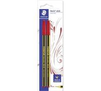 Staedtler Noris Stick 434 Rouge Stylo À Bille Moyen 2 Pièces