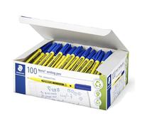 Staedtler Noris Writing Pen 307-3 C100 Lot de 100 feutres fins avec boîtier en plastique recyclé 97% conforme à la norme ISO 14021 Bleu