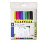 Staedtler Noris Writing Pen 307 C10 Feutre fin avec boîtier en plastique 97% recy onforme à la norme ISO 14021 Étui en carton avec 10 feutres fins aux couleurs assorties