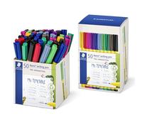 Staedtler Stylo fin Noris 307 – 50 feutres fins assortis, boîtier plastique 97% recyclé (ISO 14021)