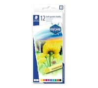 Staedtler Pastels tendres de qualité professionnelle, Couleurs lumineuses et facilement miscibles, Étui carton avec 12 couleurs assorties, 2430 C12
