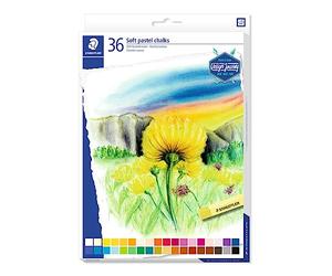 Staedtler Pastels tendres de qualité professionnelle, Couleurs lumineuses et facilement miscibles, Étui carton avec 36 couleurs assorties, 2430 C36