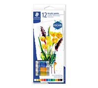 Staedtler Peinture acrylique 8500 C12 – qualité professionnelle, 12 tubes 12 ml, 12 couleurs