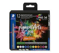 Staedtler Feutre Pigment Brush Pen 371 C12-3 – Pointe pinceau – 12 feutres Nature Colours
