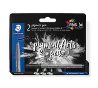 Staedtler Feutres Pigment Pen 376 – Pointe ogive 1 mm – Noir intense – Blister 2