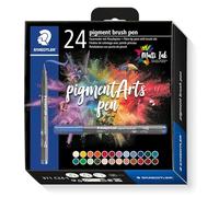 Staedtler Pigment Brush Pen 371 feutres pinceaux - 24 couleurs | Encre imperméable, résistante à la lumière & permanente - idéale pour hand lettering & coloriage - Art.-Nr. 371 C24-1