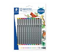 Staedtler Pigment Liner 308 Fineliner couleur - 12 couleurs, 0,5 mm | Encre pigmentée indélébile et imperméable - traits vifs pour calligraphie, art & coloriage adulte - Art.-Nr. 30805SBK12