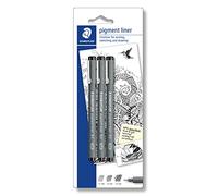 STAEDTLER Pigment Liner 308 Fineliner - noir, lot de 3, 0,1-0,5 mm | Encre pigmentée indélébile et imperméable en trois largeurs - dessin, esquisse & écriture - Art.-Nr. 308S-9BK3D