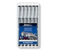 STAEDTLER Pigment Liner 308 Fineliner - noir, set de 6, 0,05-0,8 mm | Encre pigmentée indélébile et imperméable en six largeurs - dessin, esquisse & calligraphie - Art.-Nr. 308 SB6P