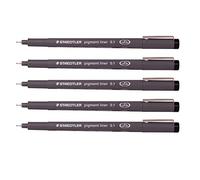 Staedtler Pigment Liner Lot de 5 stylos à pointe fine pour croquis et dessins 0,1 mm