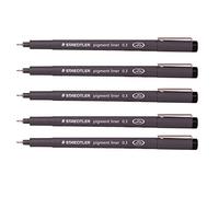 Staedtler Pigment liner stylo à pointe fine Stylos Croquis Dessin de rédaction 0,3mm Lot de 5