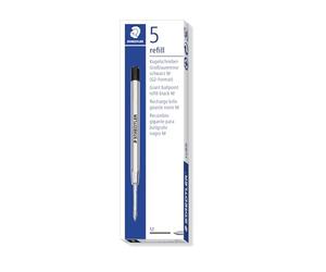 Staedtler Recharge grande capacité pour stylo à bille, lot de 5, format G2, noir, largeur de trait M, 458 M-9