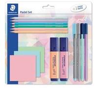 STAEDTLER Set d'écriture pastel, avec 3 bloc-notes adhésifs G