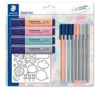 Set d'écriture pastel, avec 50 gommettes à colorer