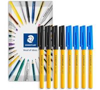 STAEDTLER Stick 430F - Lot de 8 stylos à bille, pointe fine de 0,3 mm, emballage enveloppe (noir, bleu)