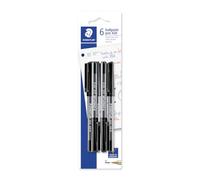 Staedtler Stylo à bille stick 430 - noir, lot de 6, M | Avec capuchon et clip, le système d'équilibrage de pression empêche les fuites - fiable - Réf. 430M9BK6D