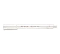 STAEDTLER Stylo métallique avec pointe ronde en fibre - Largeur de ligne : 1 à 2 mm - Couverture sur papier clair et foncé - Facile à nettoyer sur les surfaces lisses - 10 stylos - Blanc - 8323-0