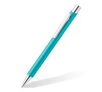 Staedtler Stylos à Bille rétractables élégants, Tige en métal, Durable, remplaçable, indélébile, Couleur d'écriture Bleu, 10 stylos à Bille en Turquoise dans Un étui en Carton, 421 45-35