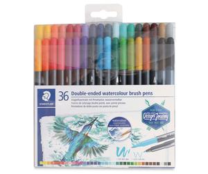 STAEDTLER Stylos-pinceaux aquarelle double embout - Assortis, lot de 36