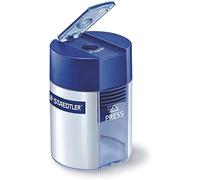 Staedtler taille-crayon, métal, avec réservoir cylindrique, pour crayon à papier standard, 511 001, Bleu, Argent