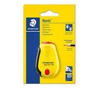 Staedtler Taille-crayon Noris, pour crayons jusqu'à 8,2 mm, convient pour gauchers et droitiers, fonction cliquet, indicateur d'arrêt, pointes dans les deux sens, taille-crayon sur carte blister 511