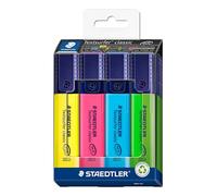 Staedtler Textsurfer Classic 364, lot de 4 mini surligneurs pastel, papeterie de bureau et fournitures scolaires, pointe biseautée 1-5 mm, rechargeables - 364 C4