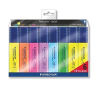 Staedtler Textsurfer Classic 364 Pack De 8 Surligneurs Pointe Biseau 1 À 5 Mm 6 + 2 Offerts Couleurs Assorties