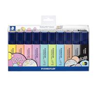 Staedtler Textsurfer Classic, Surligneurs de haute qualité aux couleurs pastel et vintage, Pointe ogive de 1 à 4 mm, Étui plastique avec 10 surligneurs pastel et vintage assortis, 364 CWP10