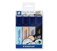 Staedtler Textsurfer Classic, Surligneurs de haute qualité aux couleurs vintage, Pointe ogive de 1 à 4 mm, Étui plastique avec 4 surligneurs vintage assortis, 364 CWP4, coleurs assorties