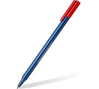 Staedtler Triplus Ball 437, Stylos-Bille De Couleur, Forme Triangulaire Ergonomique, Largeur De Trait M, Étui Carton Avec 1 Stylos-Bille Rouges Assortis, 437 M-2 Ve