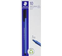 Staedtler Triplus Ball, stylo-bille à pointe moyenne, corps triangulaire ergonomique, idéal pour une écriture quotidienne, Lot de stylos de couleur bleue, 437 M-3