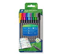 Staedtler triplus fineliner 334 - 10 couleurs, 0,3 mm | Multicolores, pointe métallique ultra-fine - corps triangulaire - Réf. 334 RC10