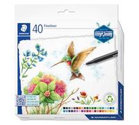 Staedtler triplus fineliner 334 - 40 couleurs, 0,3 mm | Corps triangulaire ergonomique, 97% plastique recyclé - pour coloriage - Art.-Nr. 334 C40-C