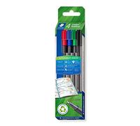 Staedtler Triplus Fineliner 334 R - etui Carton 4 Feutres Pointe Superfine 0,3 mm Assortis en Plastique 97% Recyclé - 334 RC4