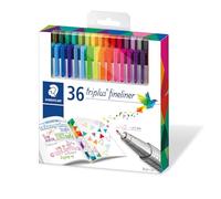Staedtler Feutres Triplus Fineliner pointe extra-fine 36 couleurs lumineuses (334 C36)