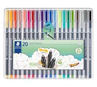 Staedtler Triplus Fineliner, Feutres à pointe extra-fine pour écriture et contours, Étui chevalet avec 20 couleurs lumineuses assorties, 334 SB20