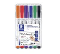 Staedtler Lumocolor 341 - Etui Chevalet Staedtler Box 6 Marqueurs Compacts Effaçables À Sec Pointe Ogive 1 À 2 Mm Assortis