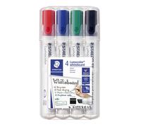 Staedtler 351 B WP4 ST Lumocolor Set de 4 Marqueurs pour tableau blanc effaçable à sec pointe biseautée 2 à 5 mm Couleurs Assorties