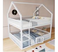 Stärkes Material Lit d'étage pour enfants 140*200, Lit double en métal, Lit familial pour enfants, Lit d'étage avec escalier, Desi