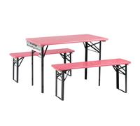 Stagecaptain BB-117 Hirschgarten Garniture de Tente pour Balcon et pour Le Jardin - Version Courte avec 117 cm de Longueur - 1x Table, 2 x Banc - en Bois et Pliable - Couleur Rose